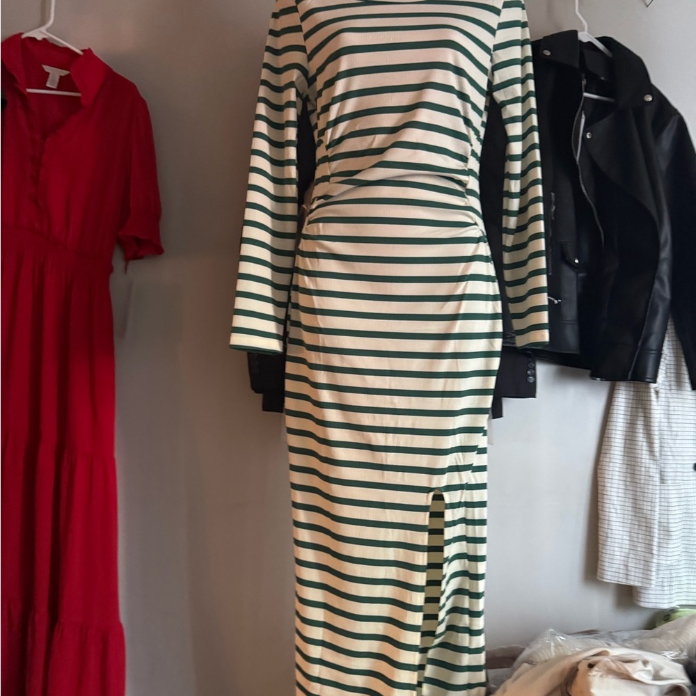 Striped Green and White Dress